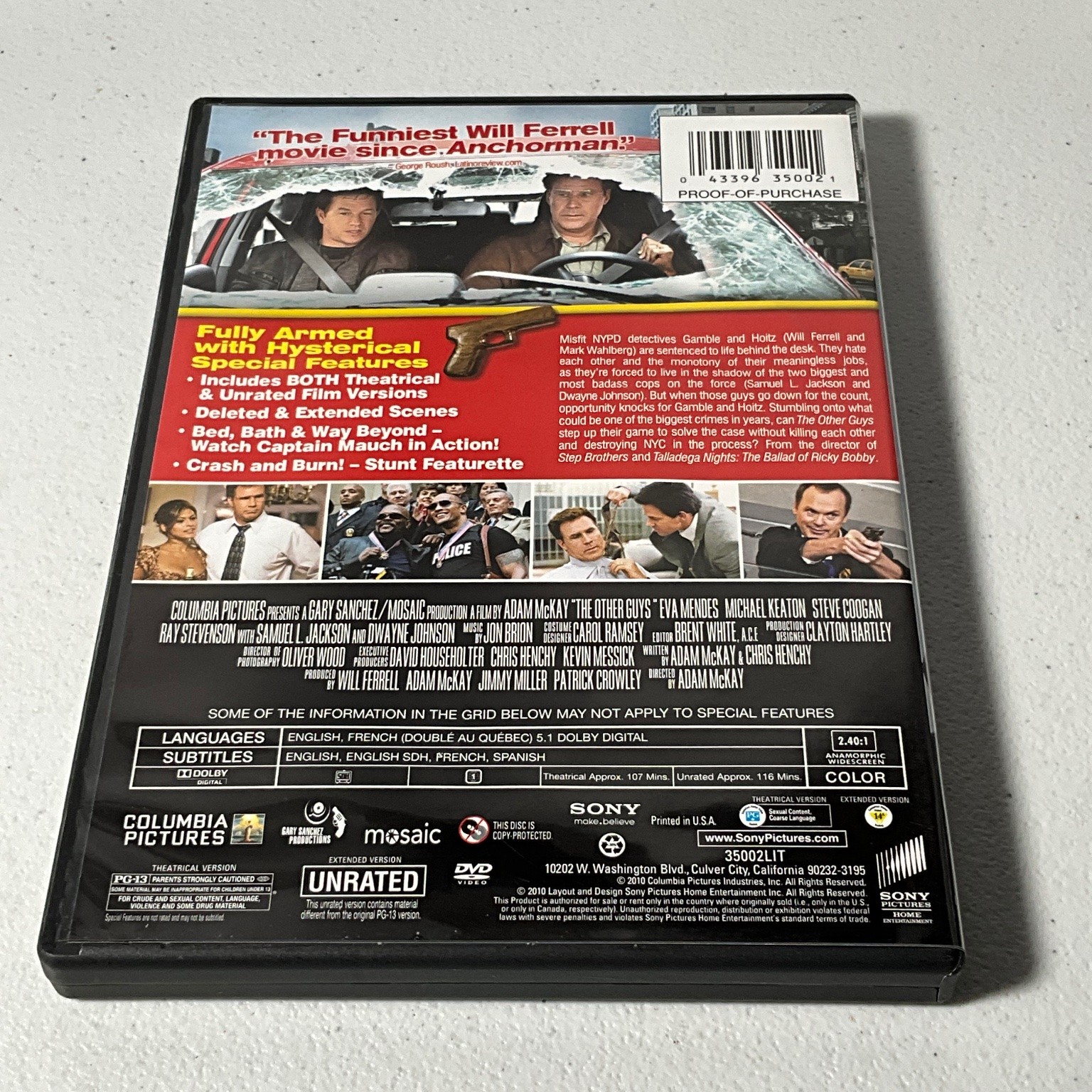 The Other Guys DVD 2010 Unrated Edition Will Ferrell Mark Wahlberg Adam McKay