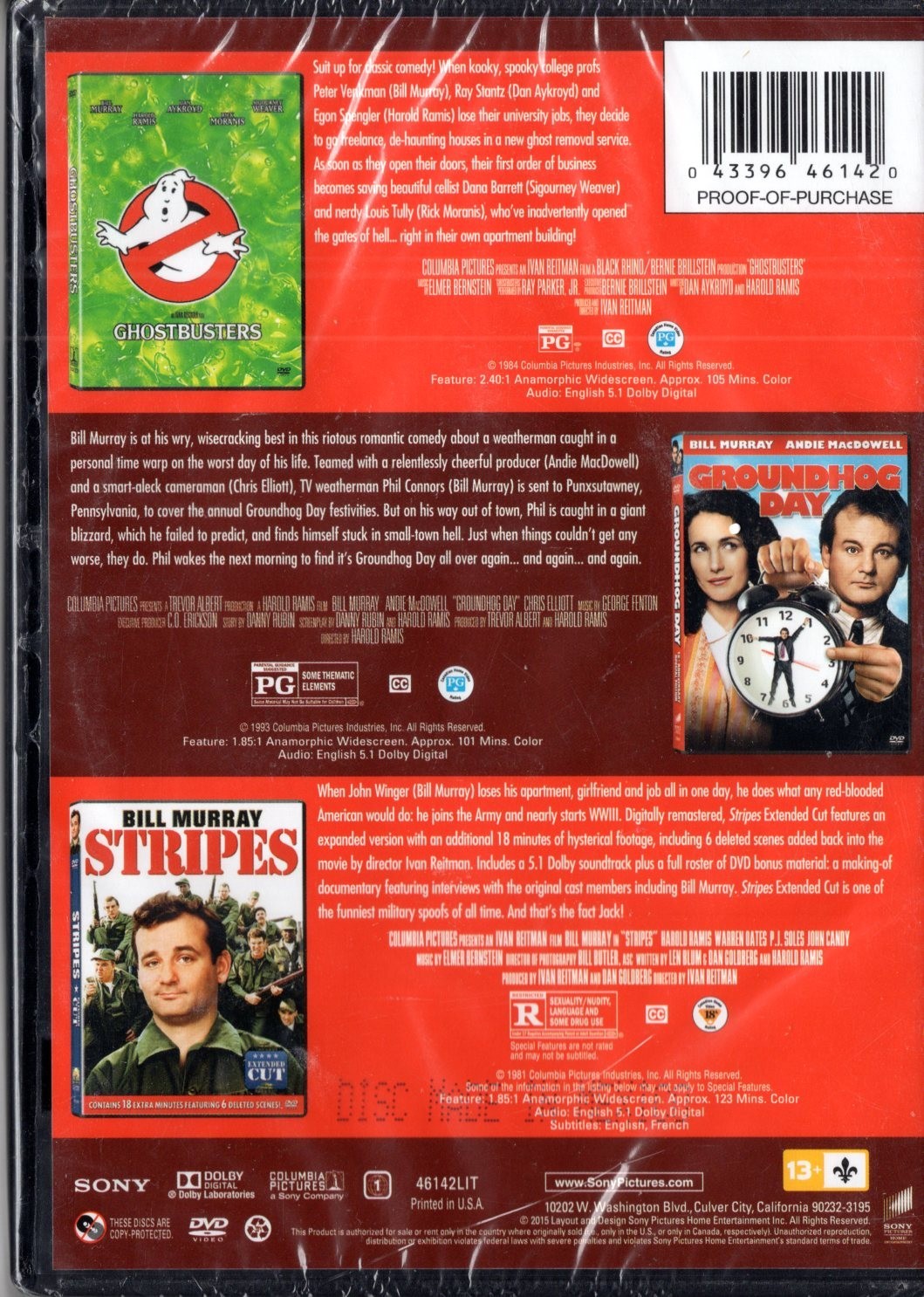 LAUGH OUT LOUD Bill Murray DVD Groundhog Day GHOSTBUSTERS Stripes NEW Sealed