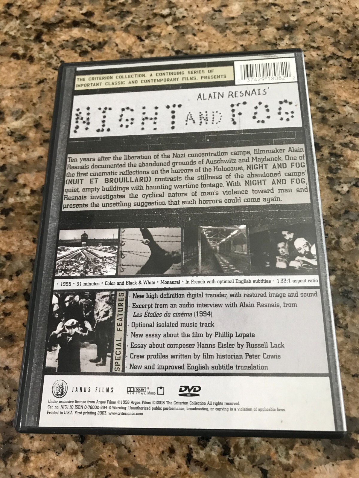 Night and Fog (DVD) Like New, W/Booklet. Free Shipping. Criterion Collection.