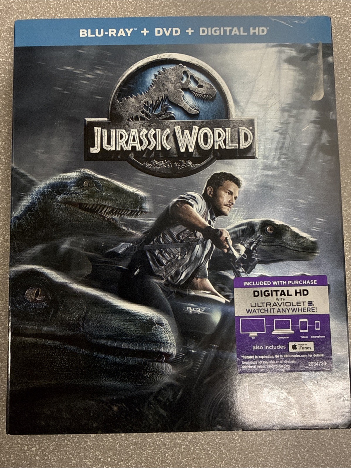 Jurassic World Blu-ray, DvD, Digital HD w/Slipcover