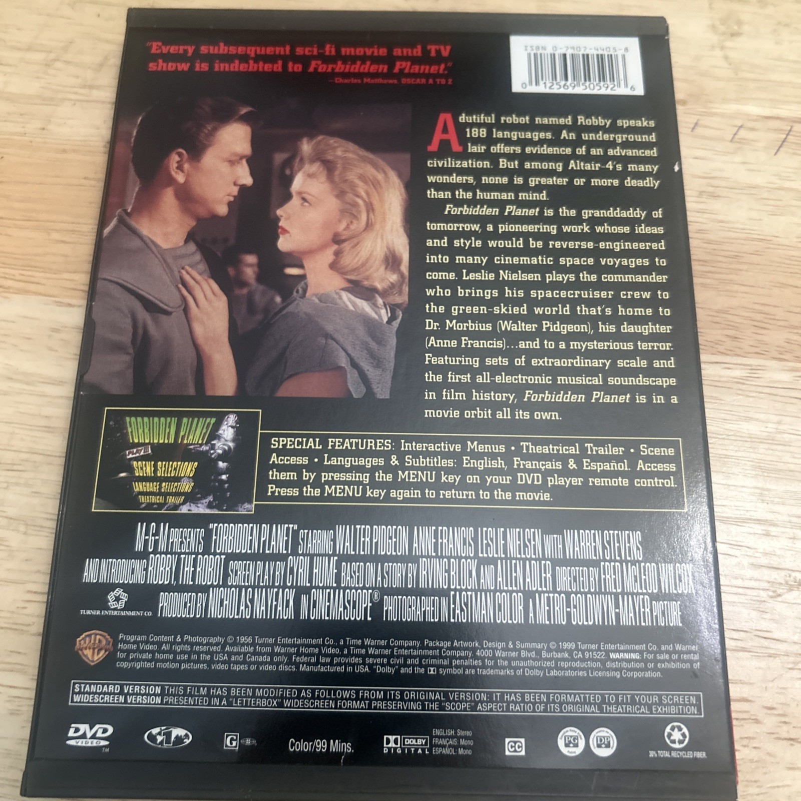 Forbidden Planet (DVD, 1956 SNAPCASE) Leslie Nielson Anne Francis Walter Pidgeon