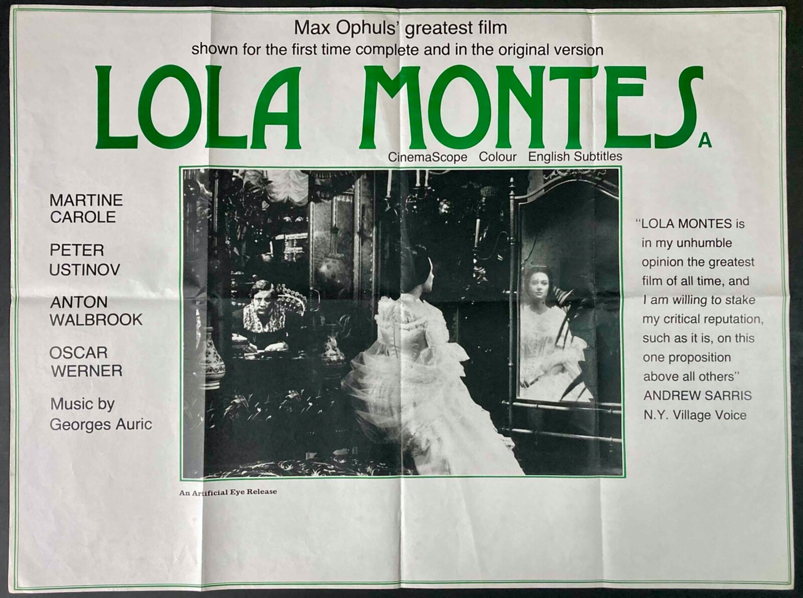 Lola Montès ORIGINAL Quad Movie Film Cinema Poster Max Ophuls Peter Ustinov RR