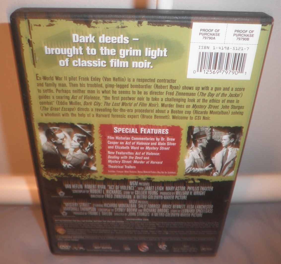 Act of Violence / Mystery Street (DVD, 2007) Double Feature-Very Good-Free SHIP