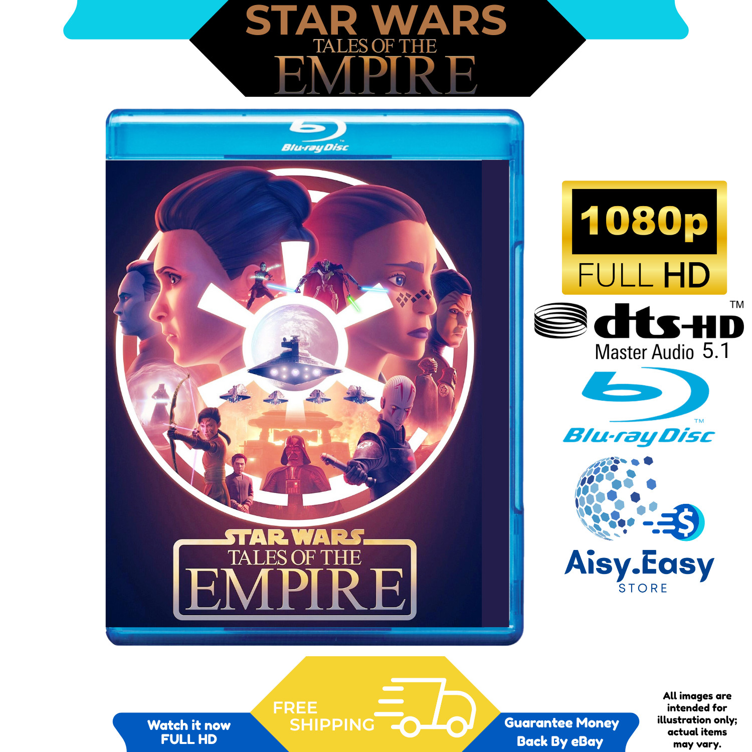 Star Wars Tales of the Empire Animation Action Sci-Fi Drama Region Free Blu Ray