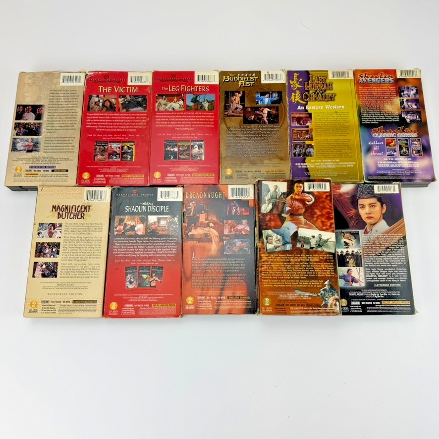 Lot of 11 Martial Arts VHS Movies Kung Fu Master Shaolin Tai Seng Tested