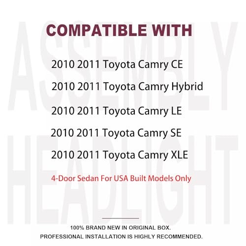 Pair Headlight Assembly America Built Models for 2010 2011 For 2010 2011 Camry