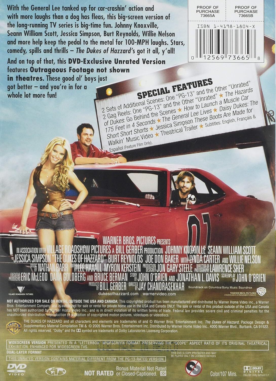 The Dukes of Hazzard (UNRATED WS DVD)- You Can CHOOSE WITH OR WITHOUT A CASE