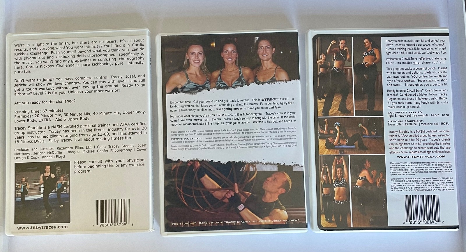 3 Tracey Staehle DVDs: Fit By Tracey: Cardio Kickbox, Strikezone, CircuitZone