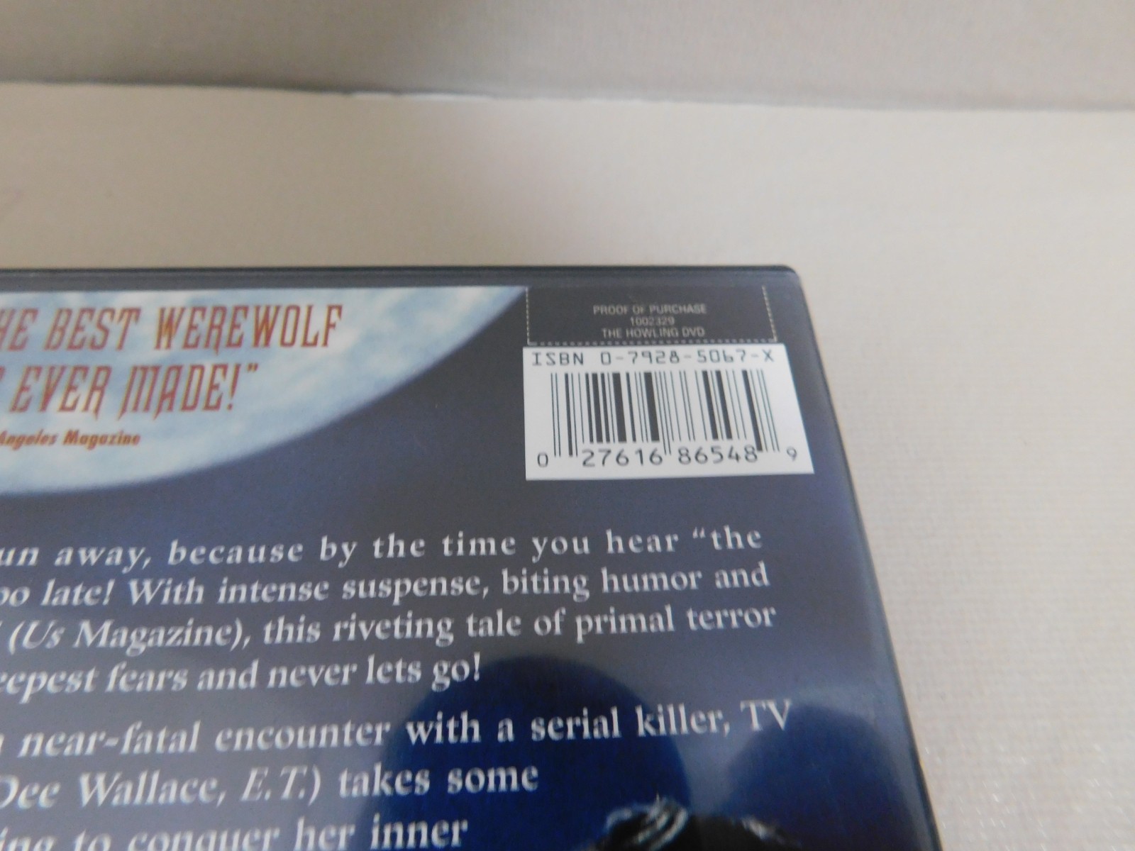 1980 The Howling (DVD, 2001) Dee Wallace Joe Dante Tested Werewolf Cult Horror