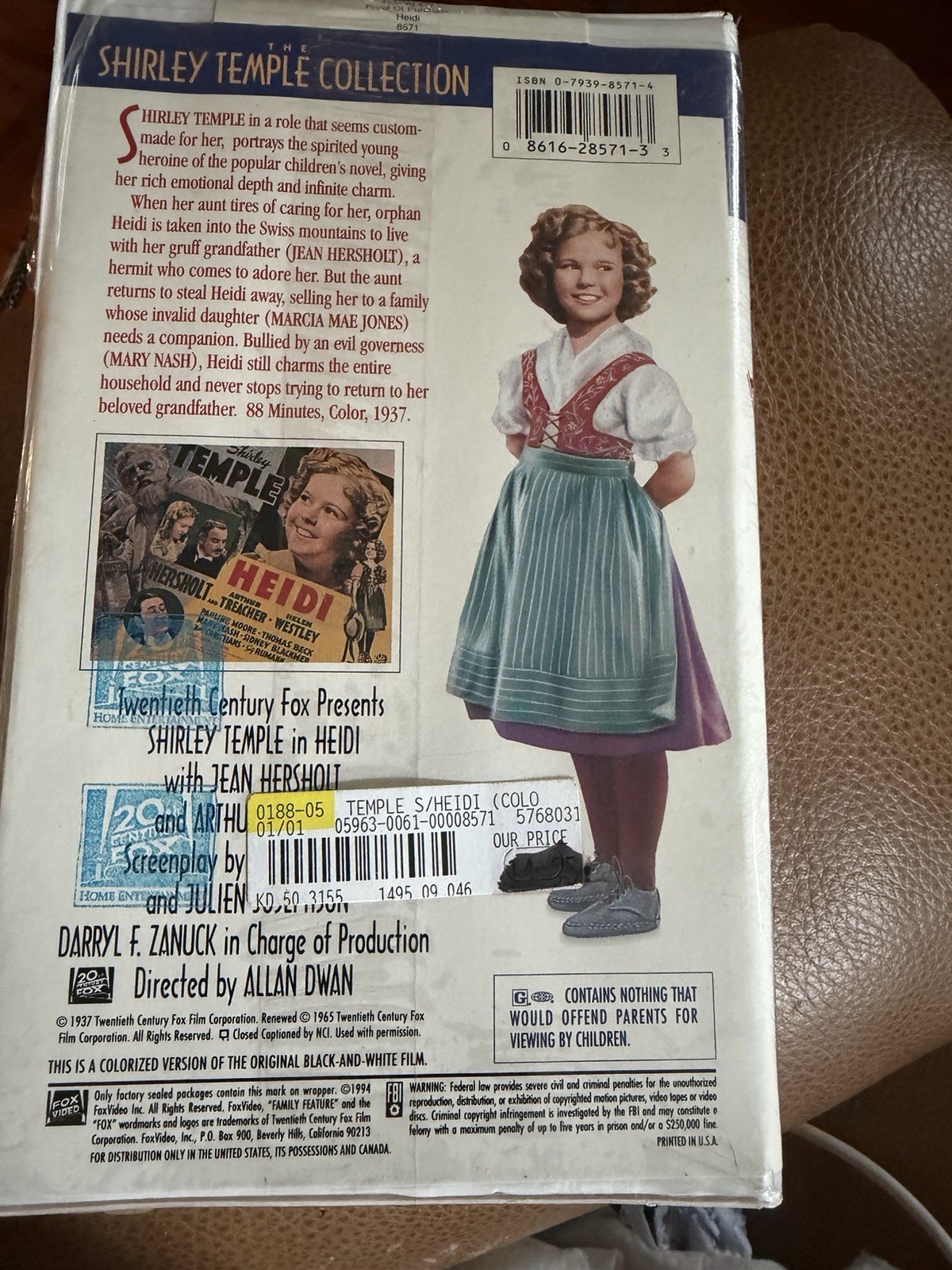 Shirley Temple Heidi Colorized VHS NTSC 20th Century Fox G Closed Captioned