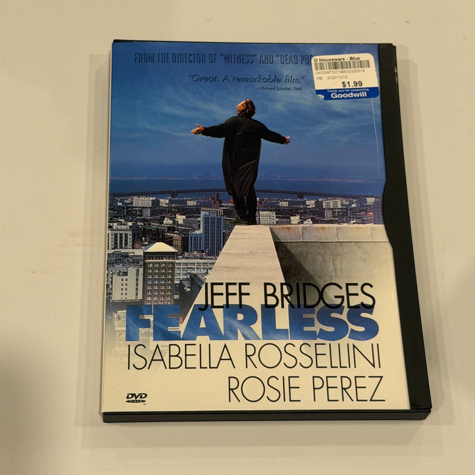 Fearless DVD 1993 Jeff Bridges, Isabella Rossellini, Peter Weir Film
