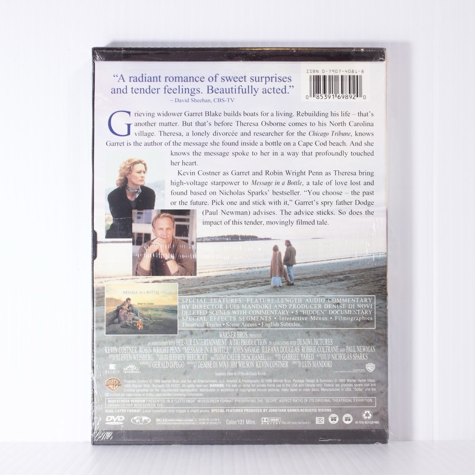 Message in a Bottle (DVD, 1999, Widescreen) Brand New Sealed