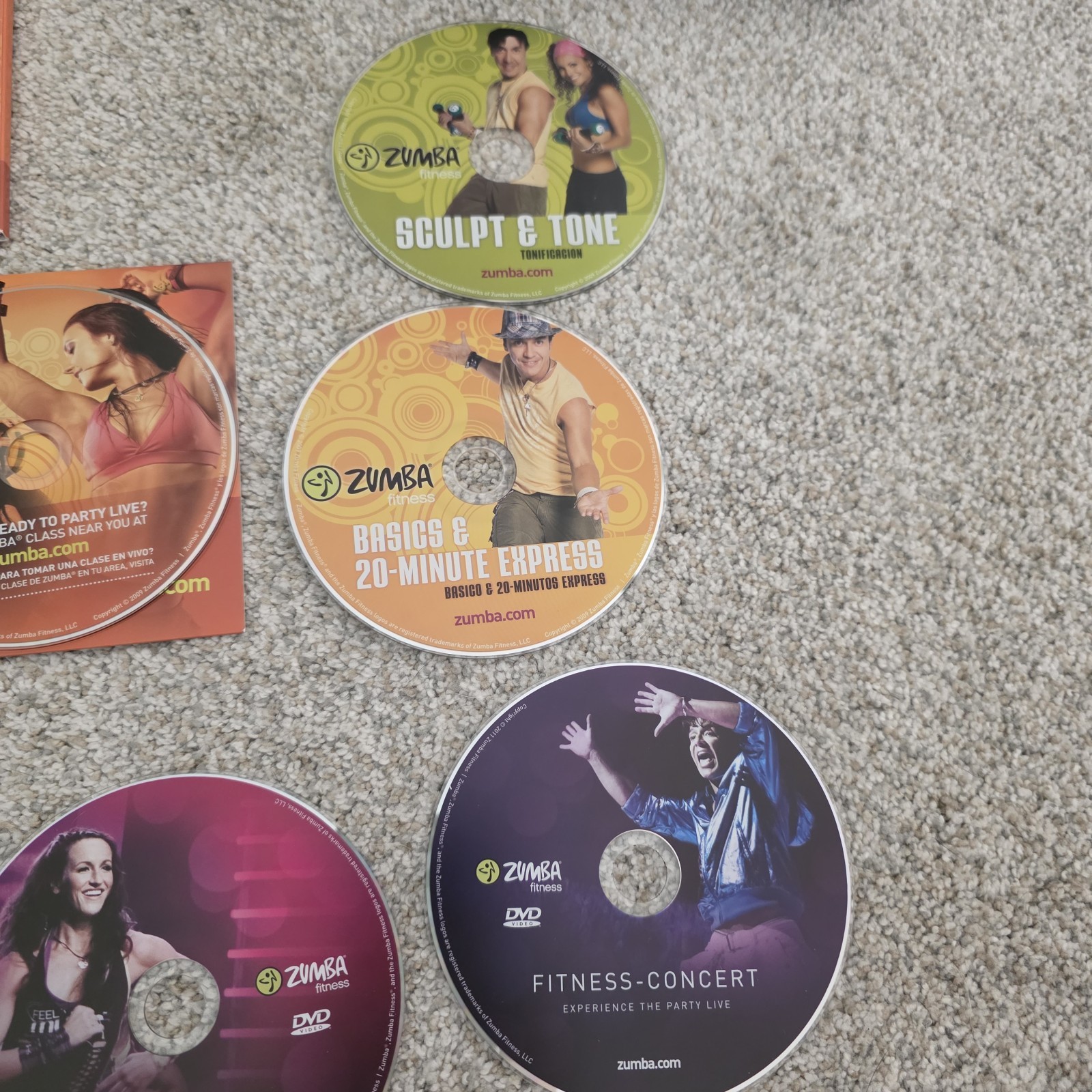 ZUMBA Fitness DVD Lot Set Exhilarate/Cardio w/ Toning Sticks Shakers Weights