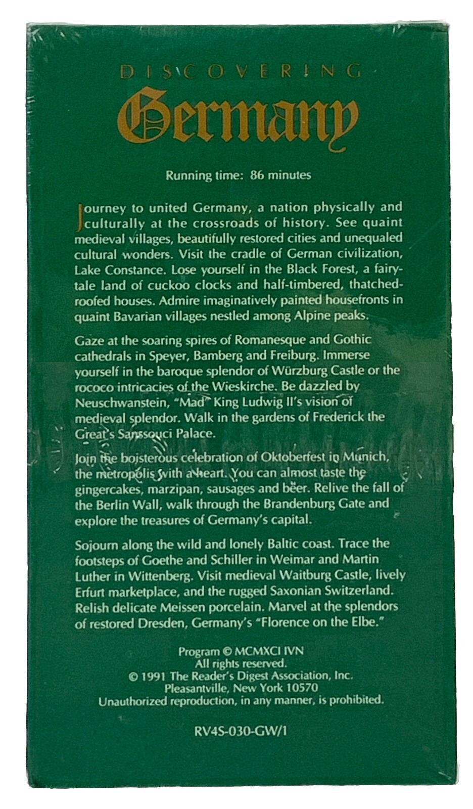 Discovering Germany Vintage 1991 Reader’s Digest VHS Tape Europe Travel 86 Min.