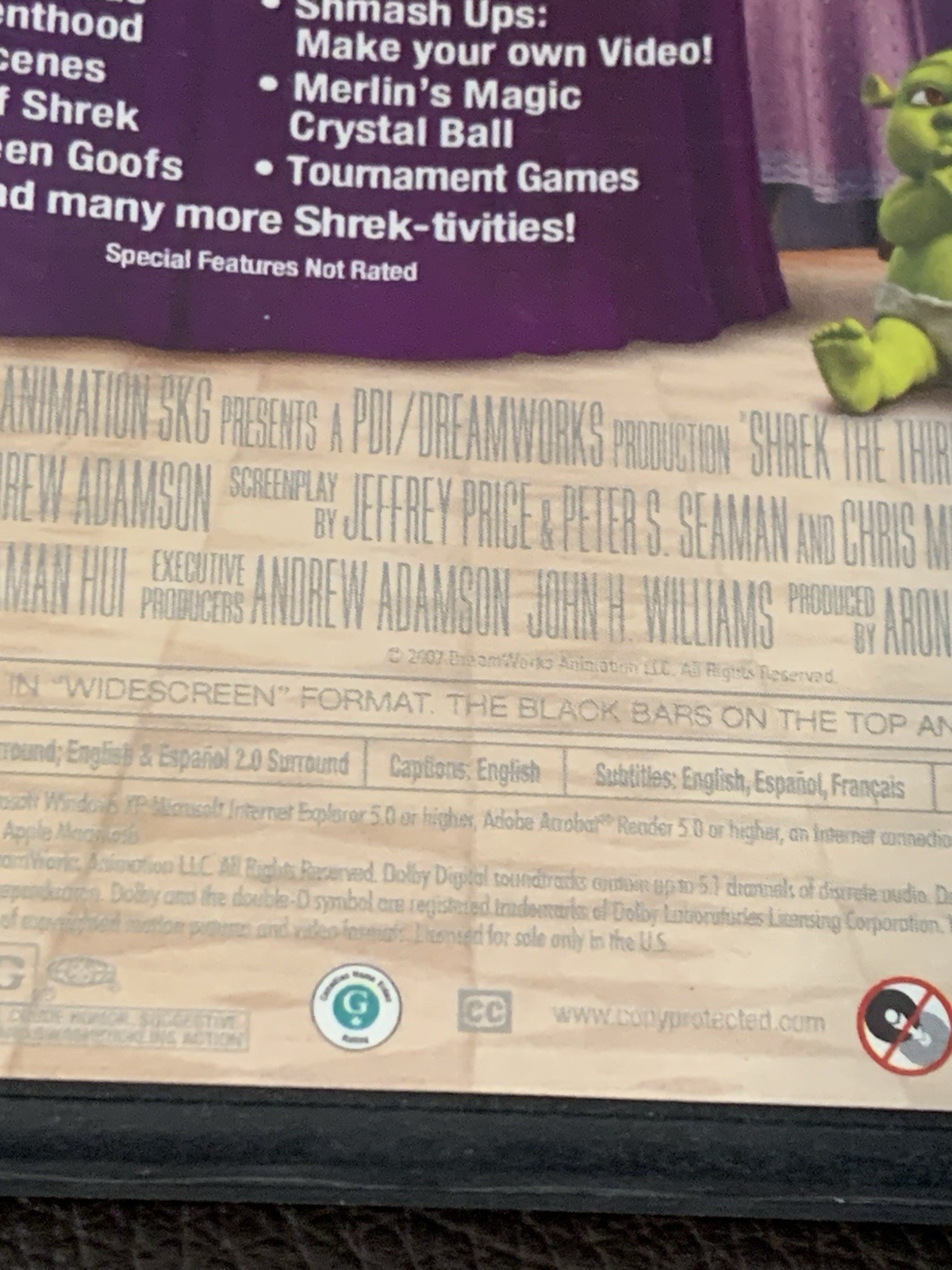 Shrek the Third DVD Movie Dreamworks Tested Works Widescreen Physical Media