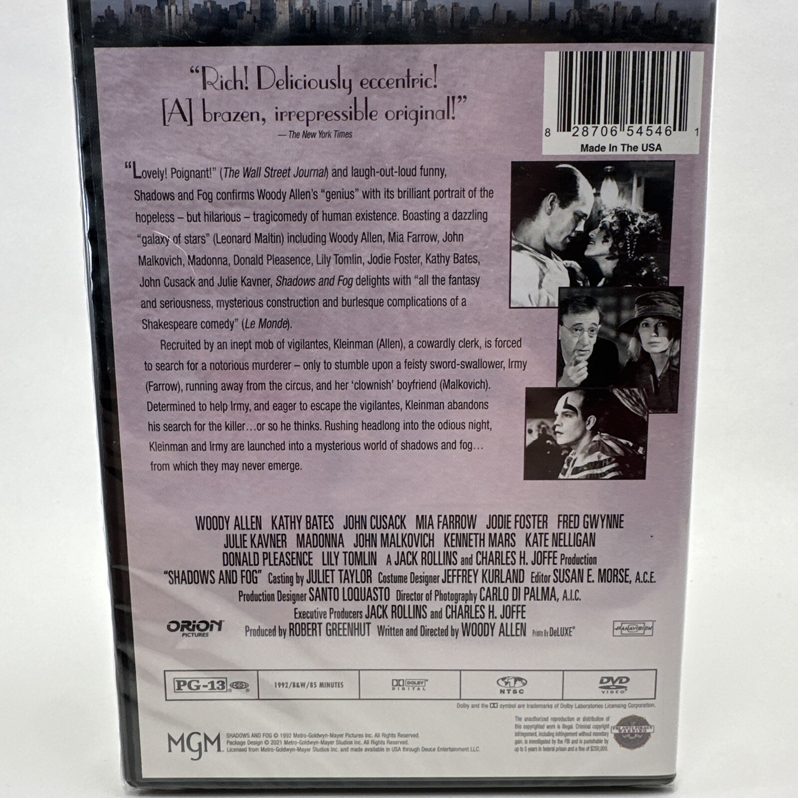 Shadows and Fog 1992 DVD Woody Allen John Malkovich Cusack Mia Farrow New Sealed