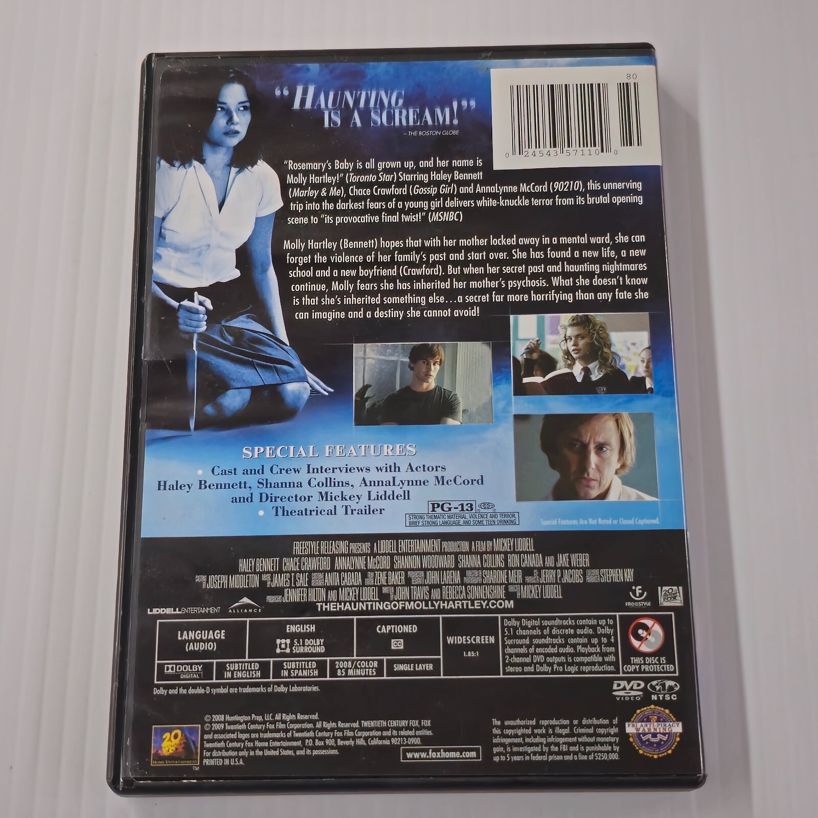 The Haunting of Molly Hartley (DVD, 2008) Haley Bennett, Chace Crawford