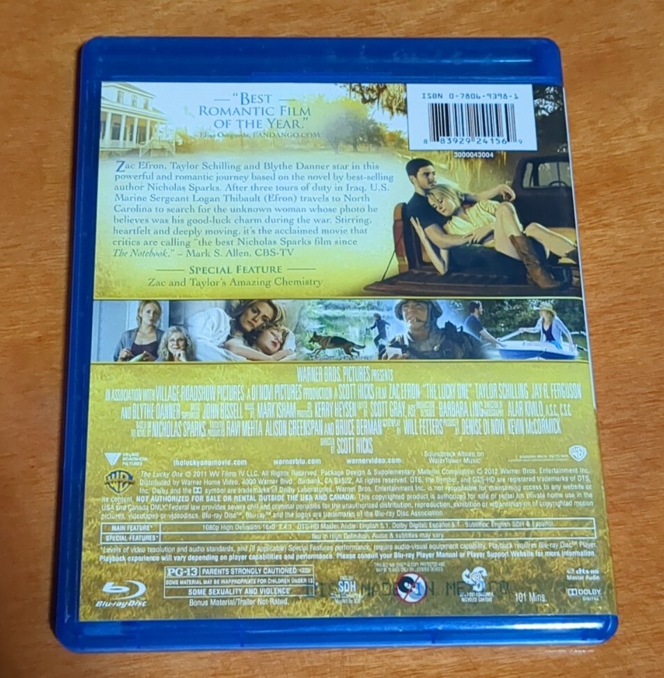 The Lucky One blu-ray Zac Efron Taylor Schilling Scott Hicks Blythe Danner