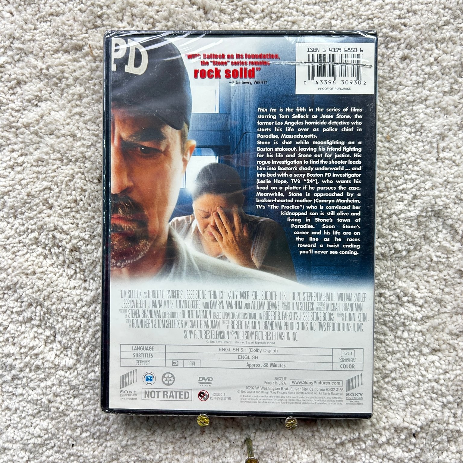 Jesse Stone: Thin Ice DVD 2009 Tom Selleck Robert Harmon 88 Min Mystery