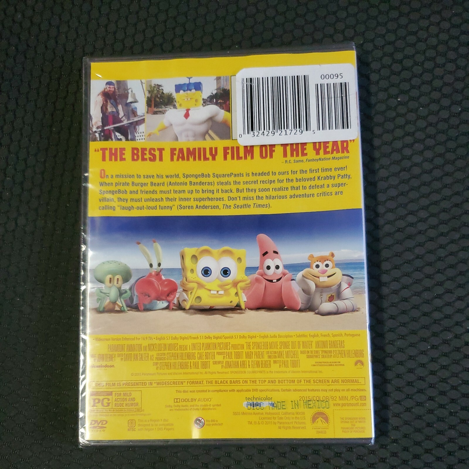 The SpongeBob Movie: Sponge Out of Water – DVD 2015 92 minutes Rated PG