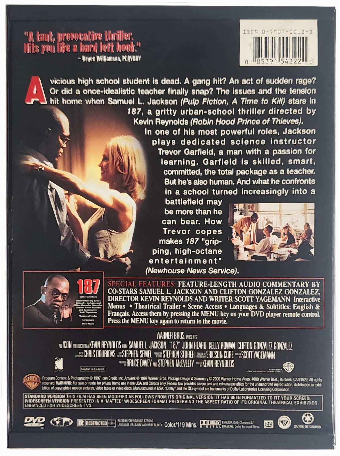 187 (DVD, 2000) Standard & Widescreen Version Samuel L. Jackson