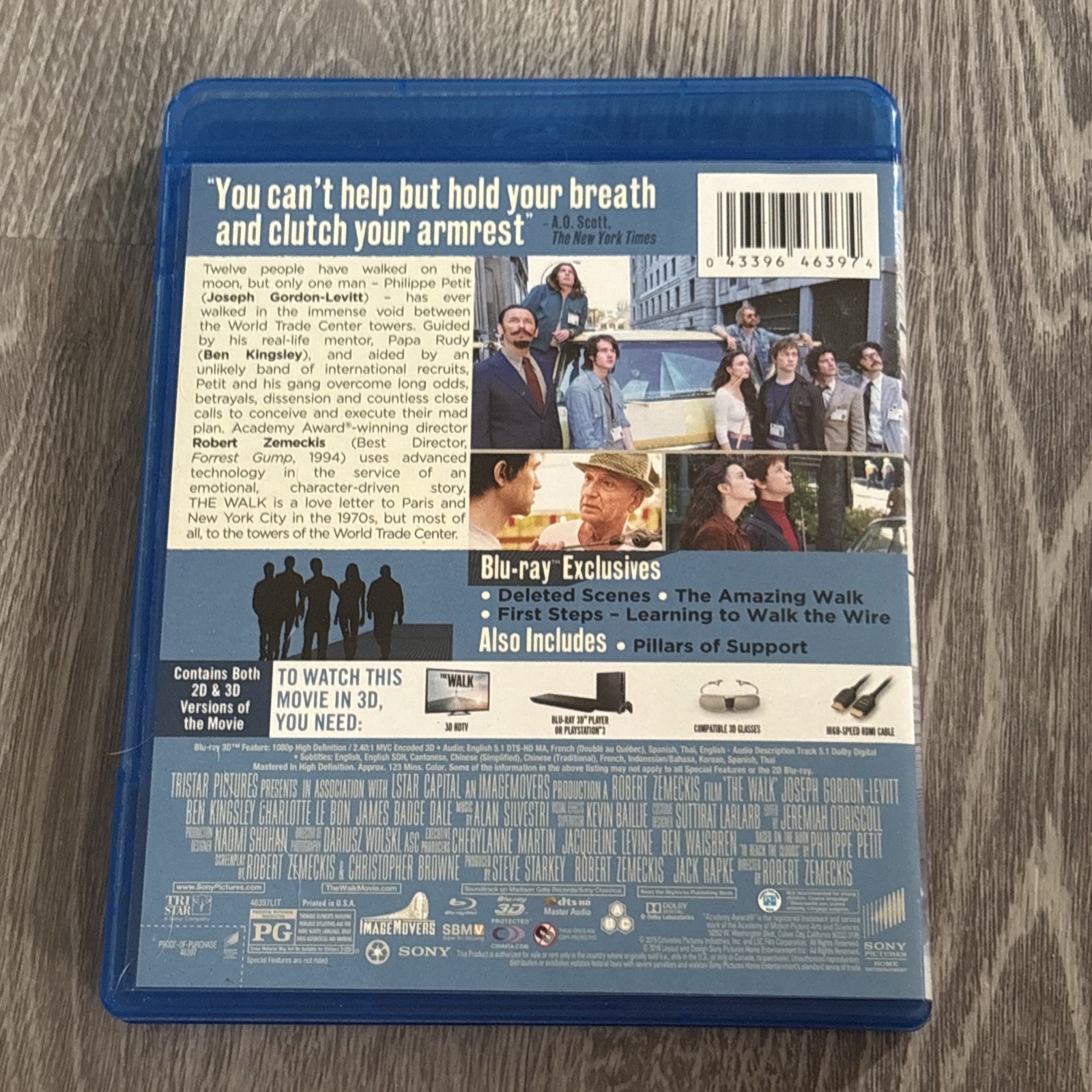 The Walk Blu-ray 3D Joseph Gordon-Levitt Ben Kingsley RARE OOP