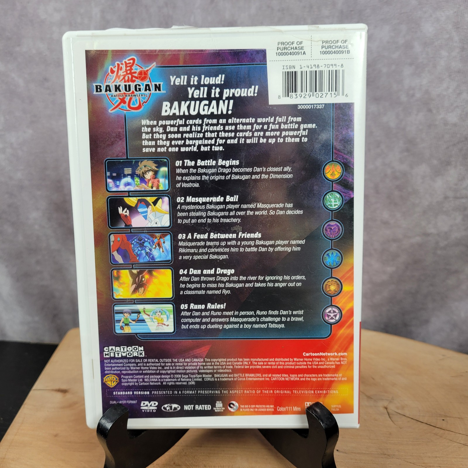 Bakugan 1: Battle Brawlers DVD 2008 Cartoon Network 5 Episodes 111 Minutes