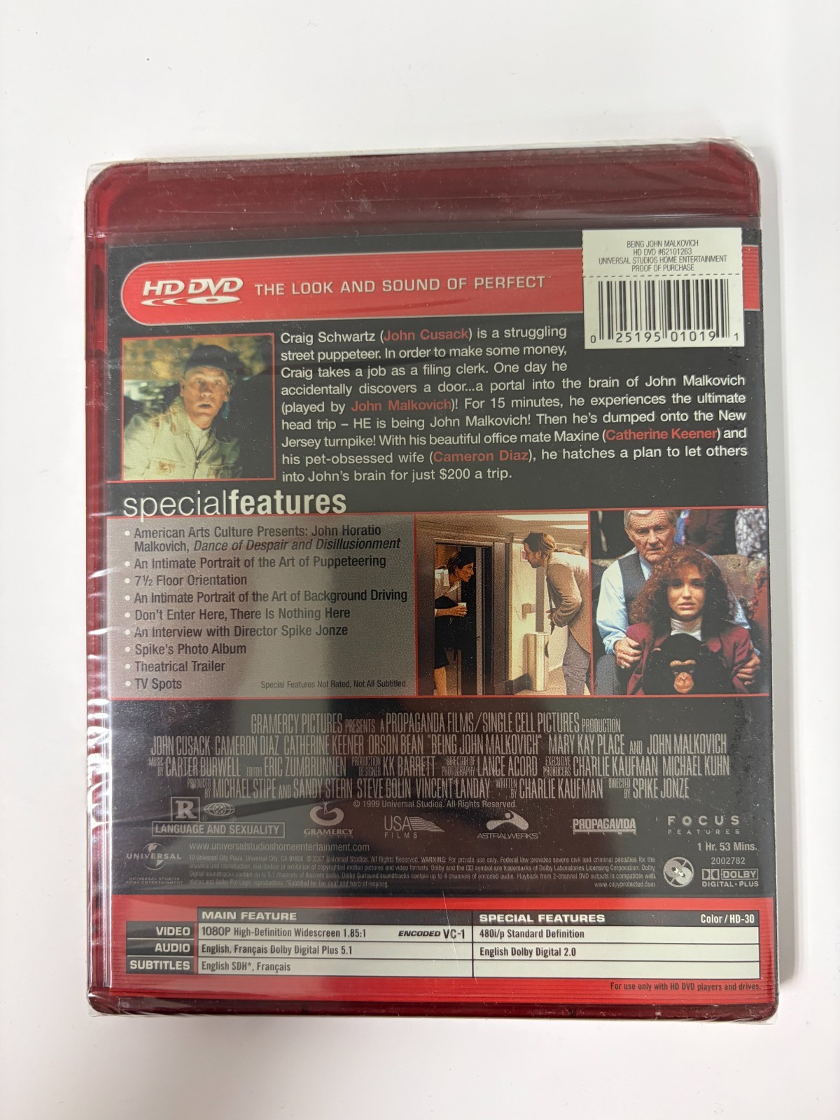 NEW Being John Malkovich HD-DVD 2007 Only For HD-DVD Players SEALED