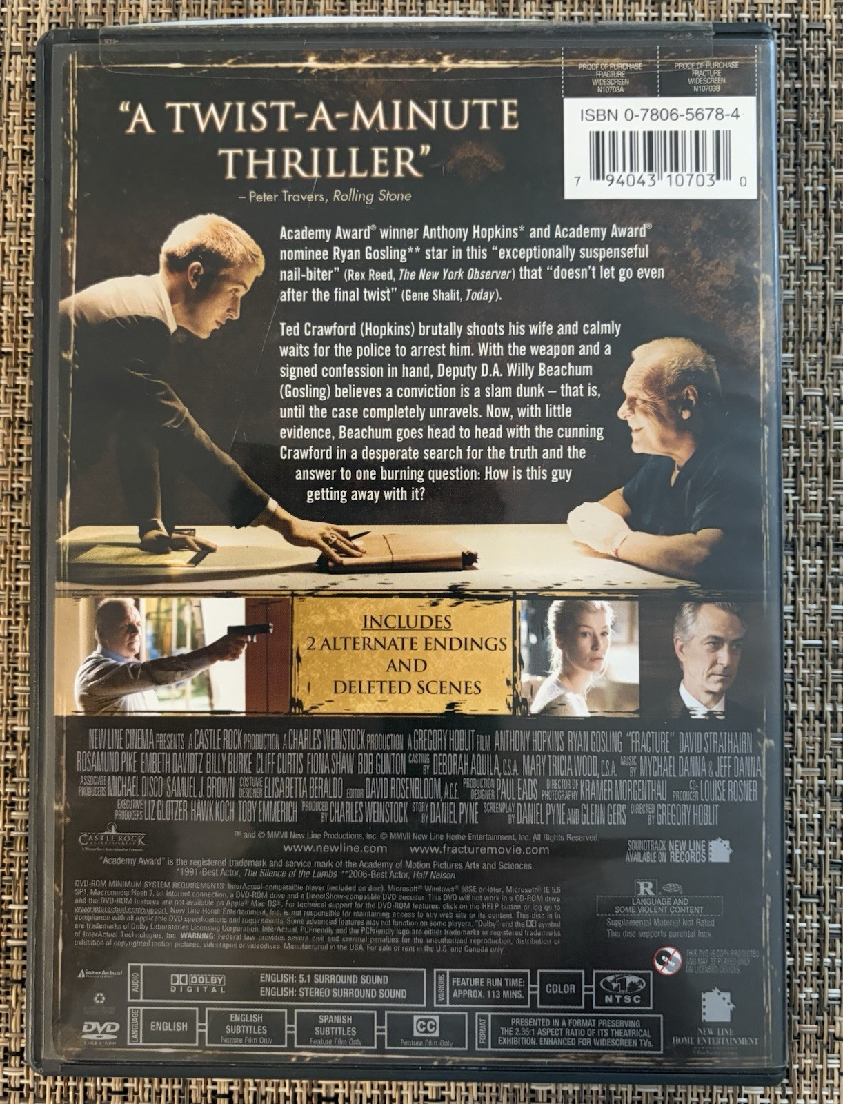 Fracture Widescreen Alternate Endings Deleted Scenes Anthony Hopkins Gosling