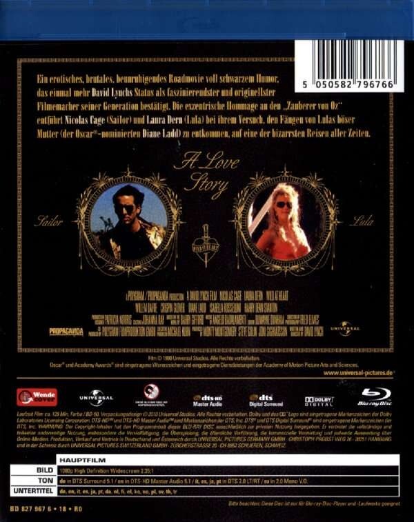 Wild at Heart (1990) Blu-Ray BRAND NEW (German Package includes English Audio)