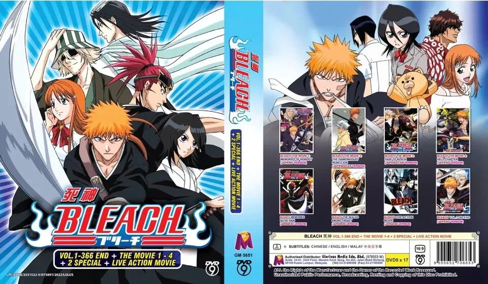 Anime DVD Bleach (1-366End+4 Movie+Live Action)English Dubbed All Region-EXPRESS