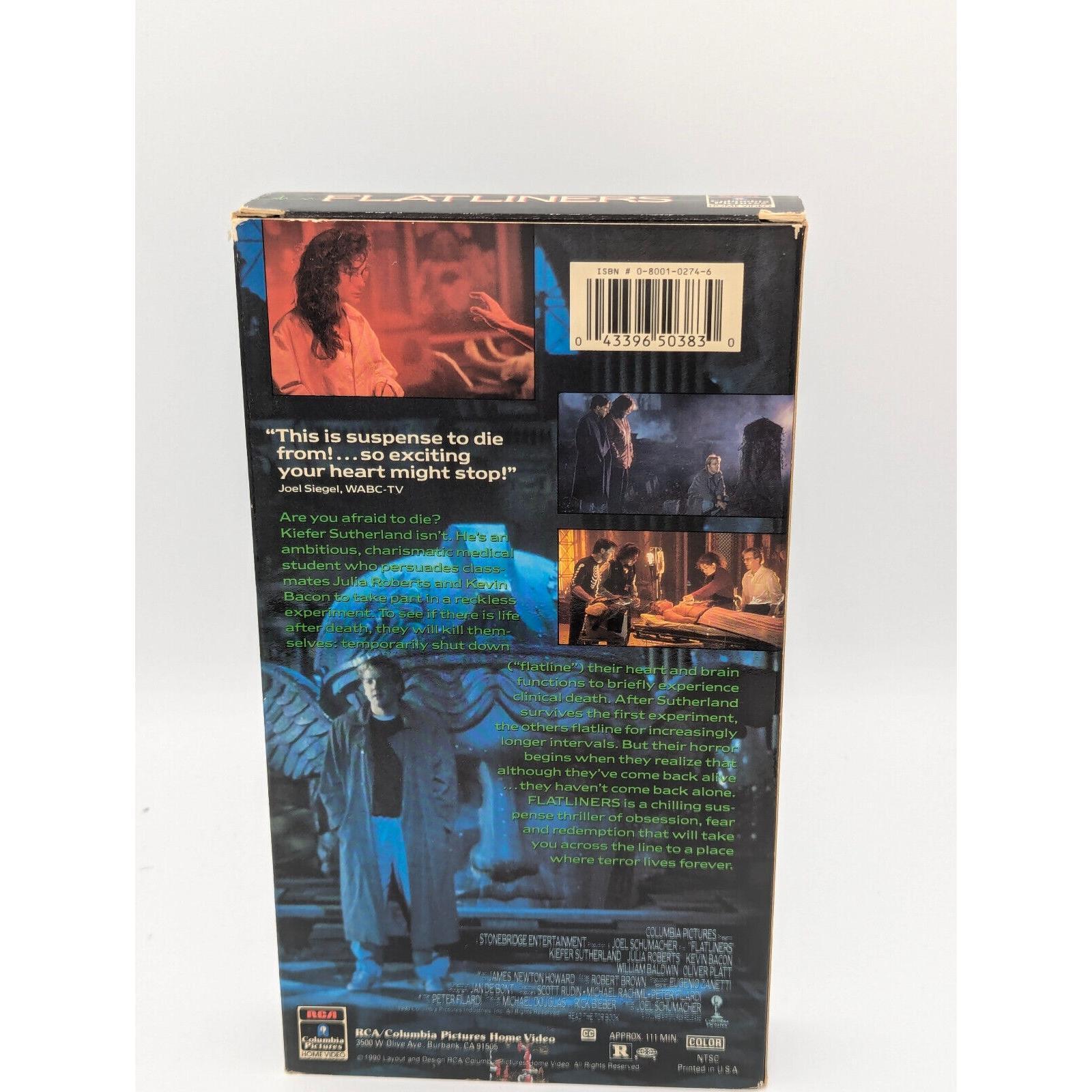 Flatliners (1990) VHS – Kevin Bacon Kiefer Sutherland Oliver Platt – WORKS!