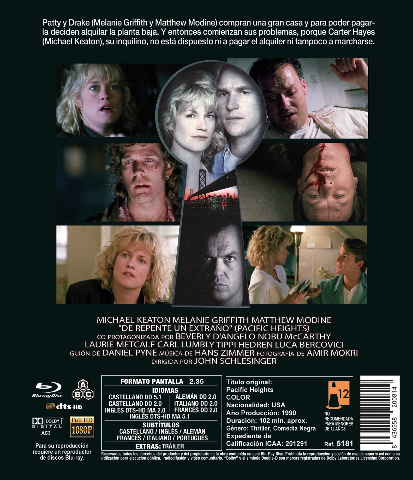 Pacific Heights (1990) Michael Keaton Blu-Ray NEW (Spanish Package/EnglishAudio)