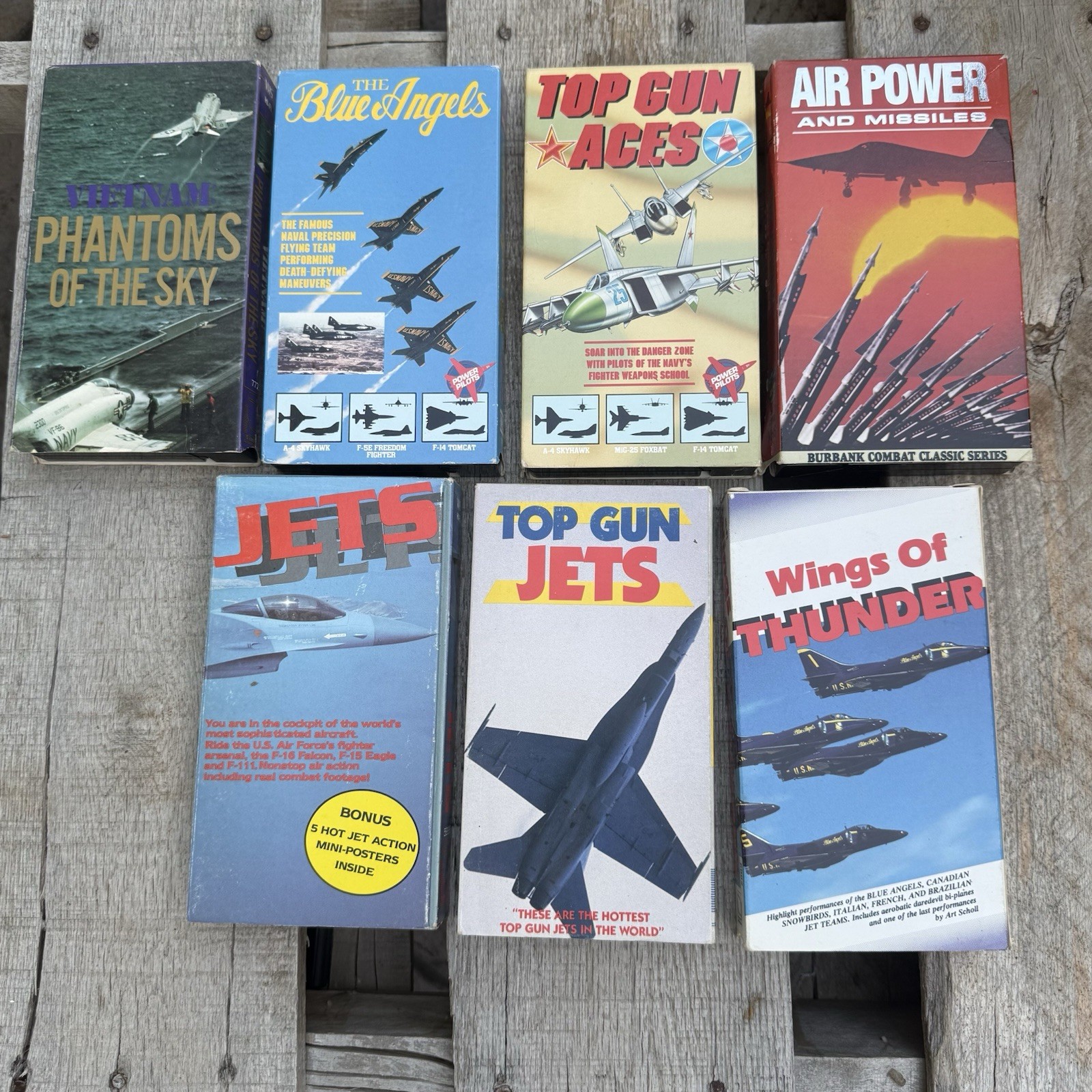 7 Vintage VHS Military Aviation Jet Fighter Blue Angels Top Gun Documentary Lot