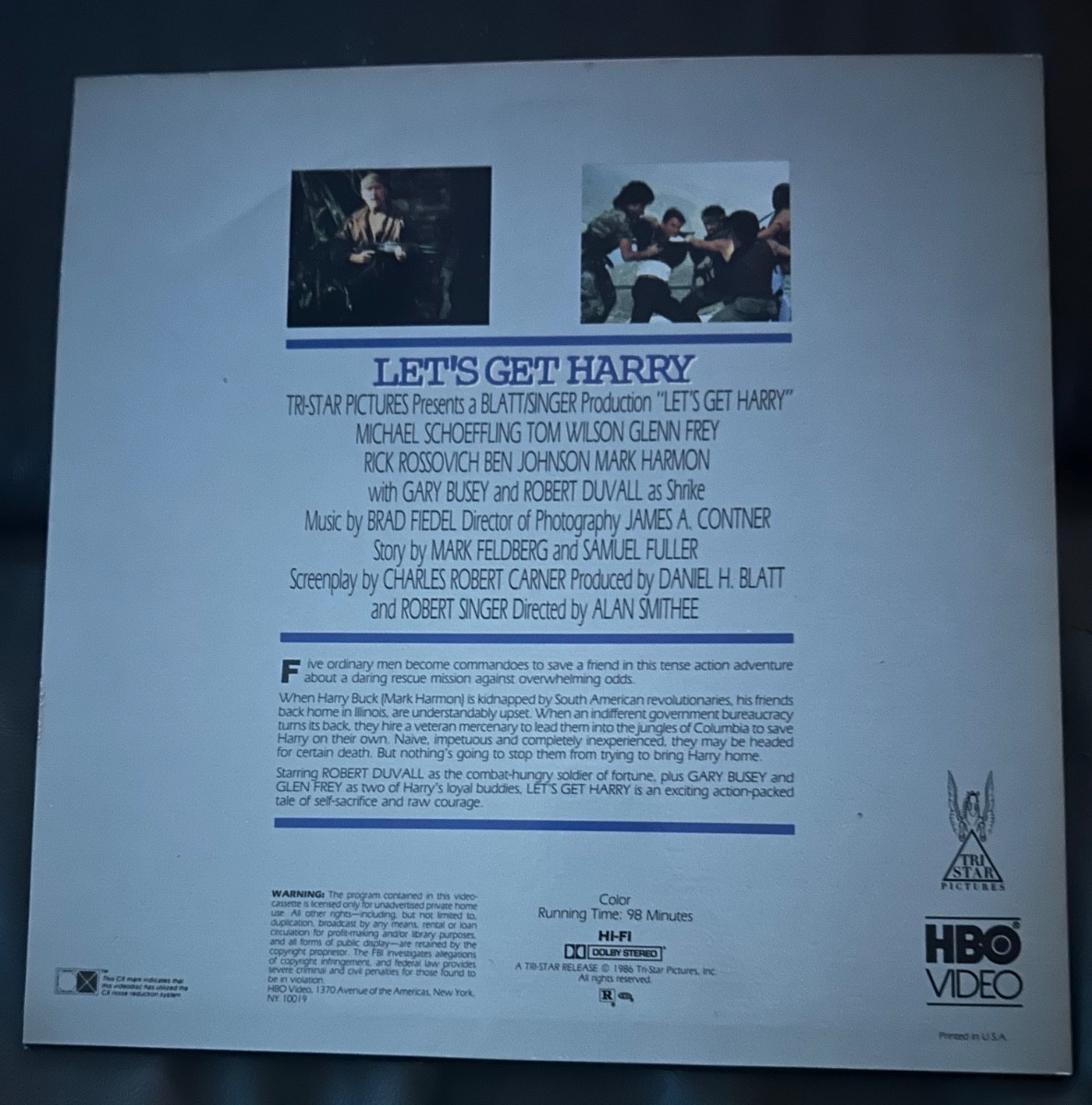 Let’s Get Harry Laserdisc Robert Duvall, Glenn Frey, Mark Harmon, Gary Busey