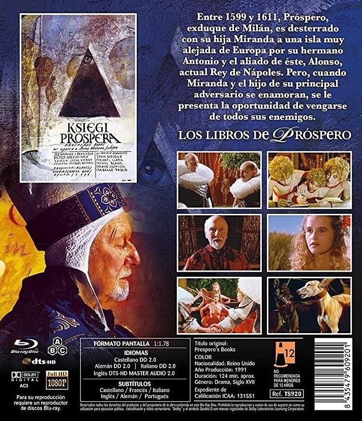 Prospero’s Books (1991) Blu-Ray NEW (Spanish Package/English Audio)