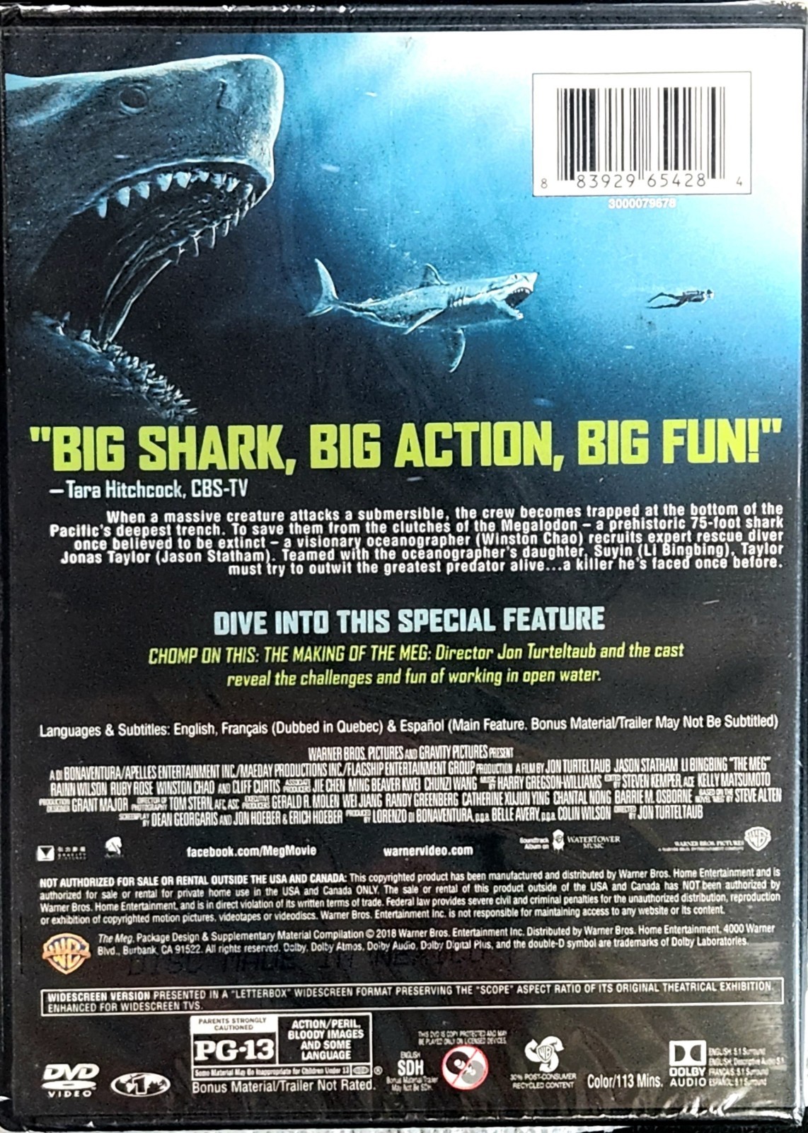 THE MEG (NEW/SEALED DVD,2018). Jason Statham, Ruby Rose, Rainn Wilson. FAST POST
