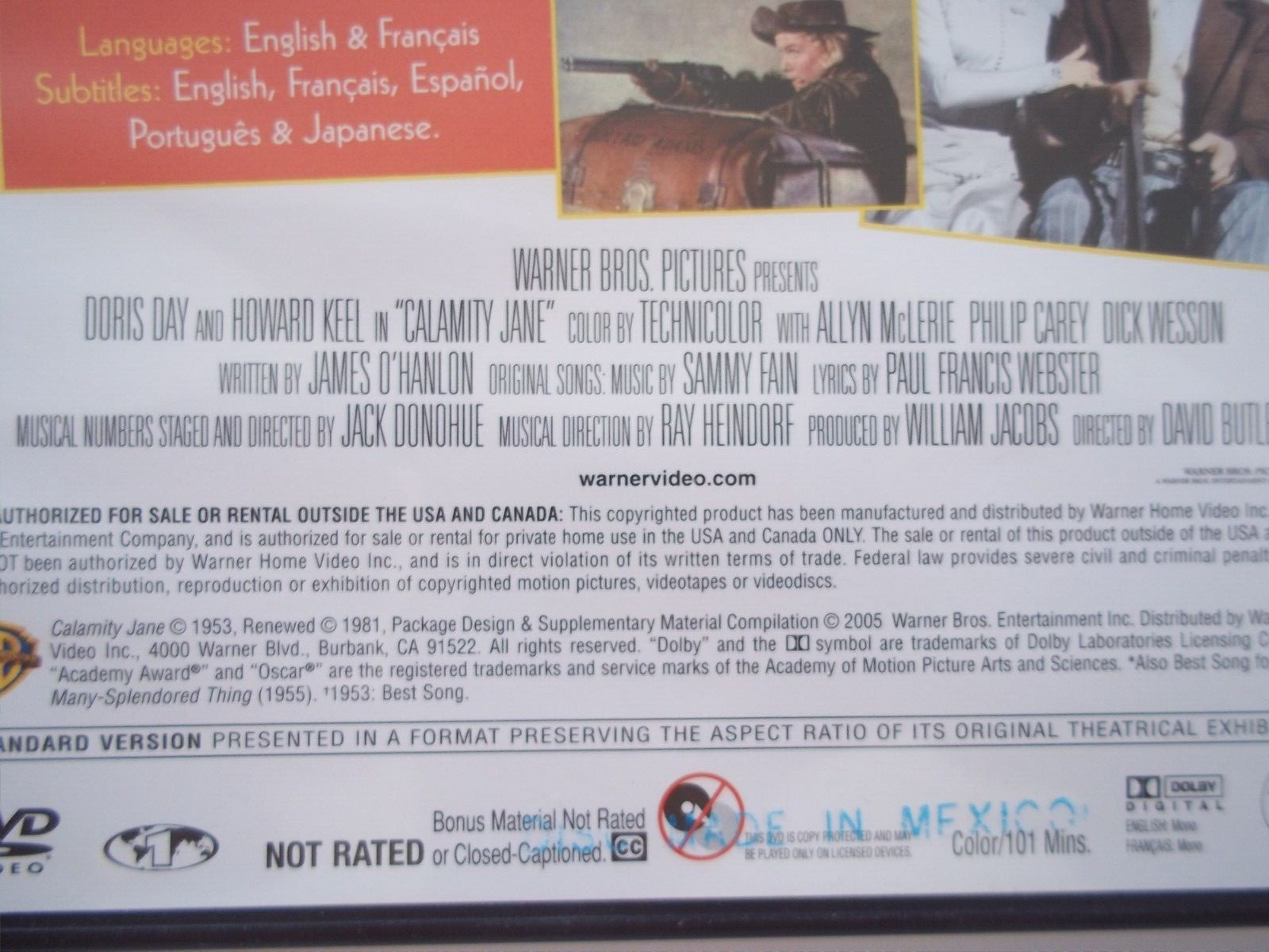 DVD CALAMITY JANE Doris Day, Howard Keel, Allyn McLerie 1953, 1981, 2005
