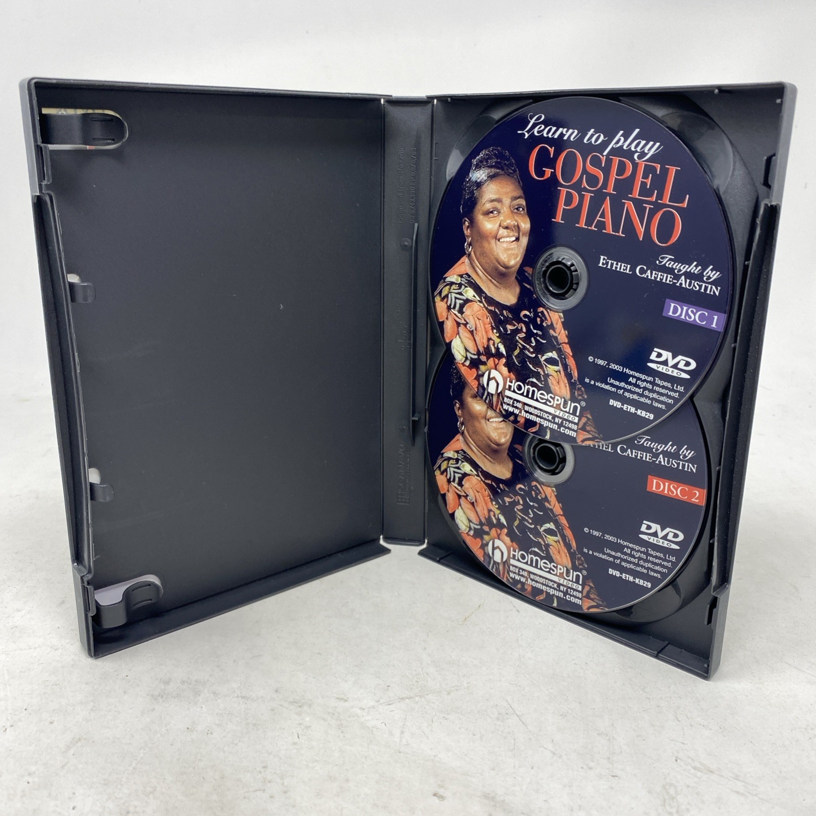 Learn to Play Gospel Piano Taught by Ethel Caffie-Austin 2 DVDs NO Book Homespun
