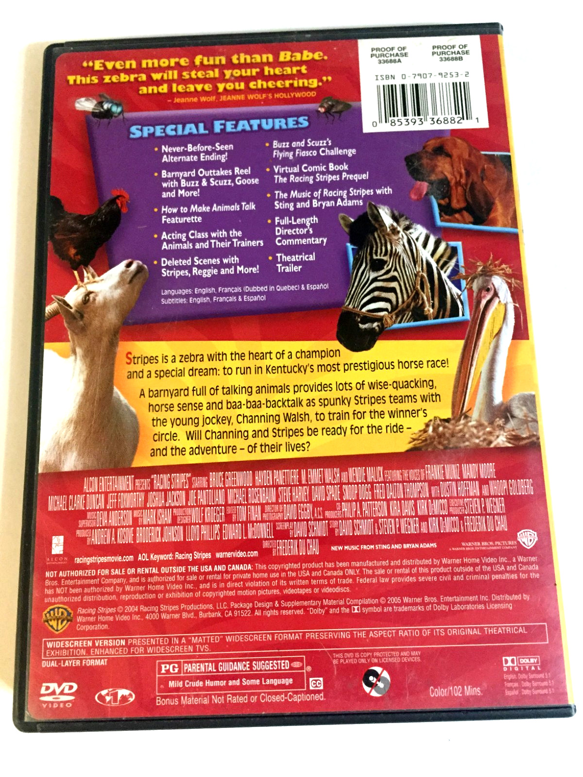 Racing Stripes Widescreen Edition DVD Ships Same Day With Tracking