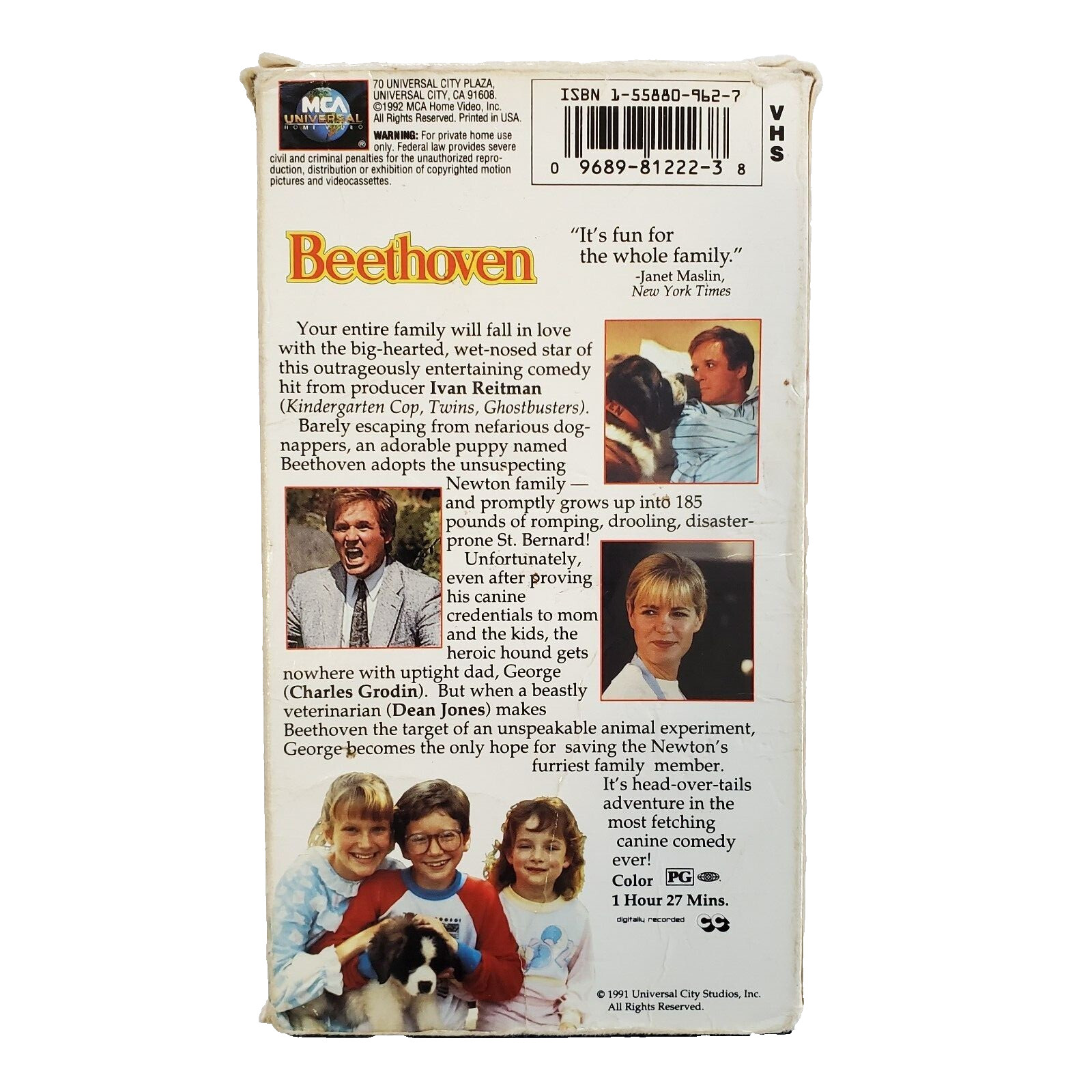 Beethoven Movie VHS 1992 Universal City Studios Vintage 