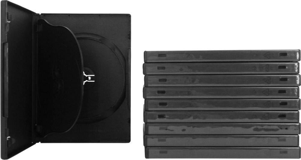 (10) Black Triple 3 DVD 3DVD Disc Cases Boxes SLIM 14mm Hinged Tray #DV3R14BKWT