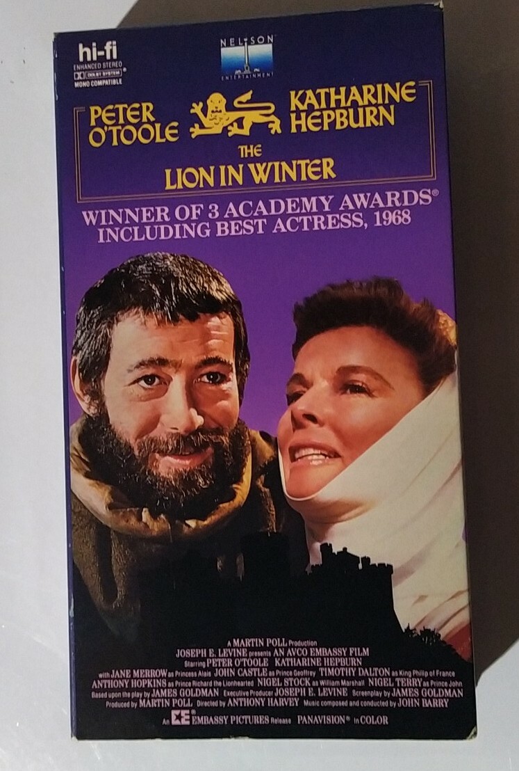 The Lion in Winter VHS Drama Katherine Hepburn & Peter O’Toole PG HIFI 1968