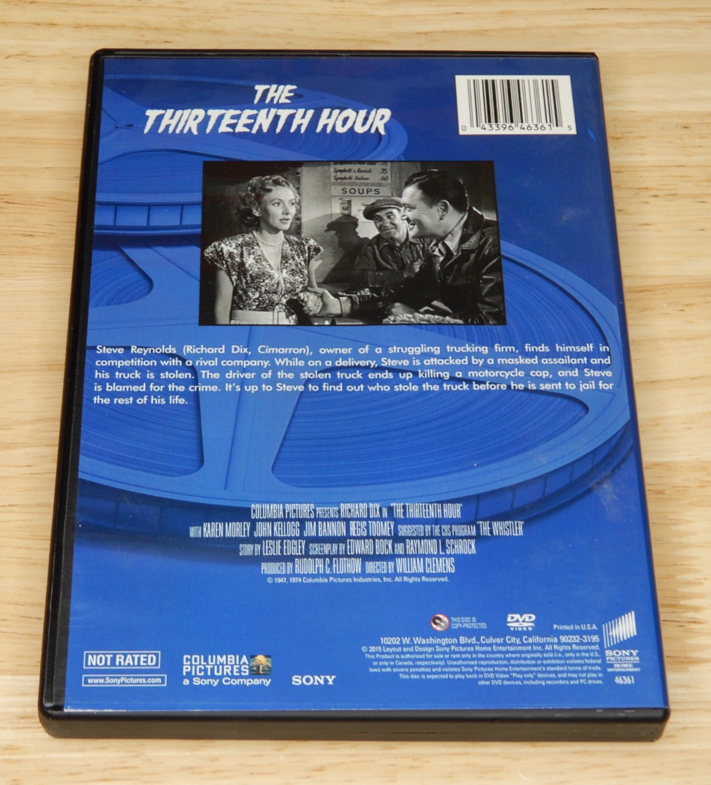 The Thirteenth Hour (DVD, 1947 Film) Richard Dix, Sony Choice Collection