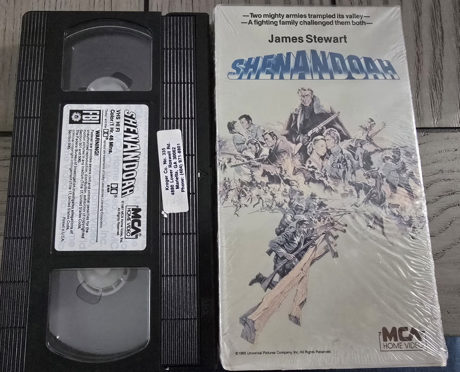 MCA Shenandoah VHS 1965 James Stewart Western Former Rental w/Stickers