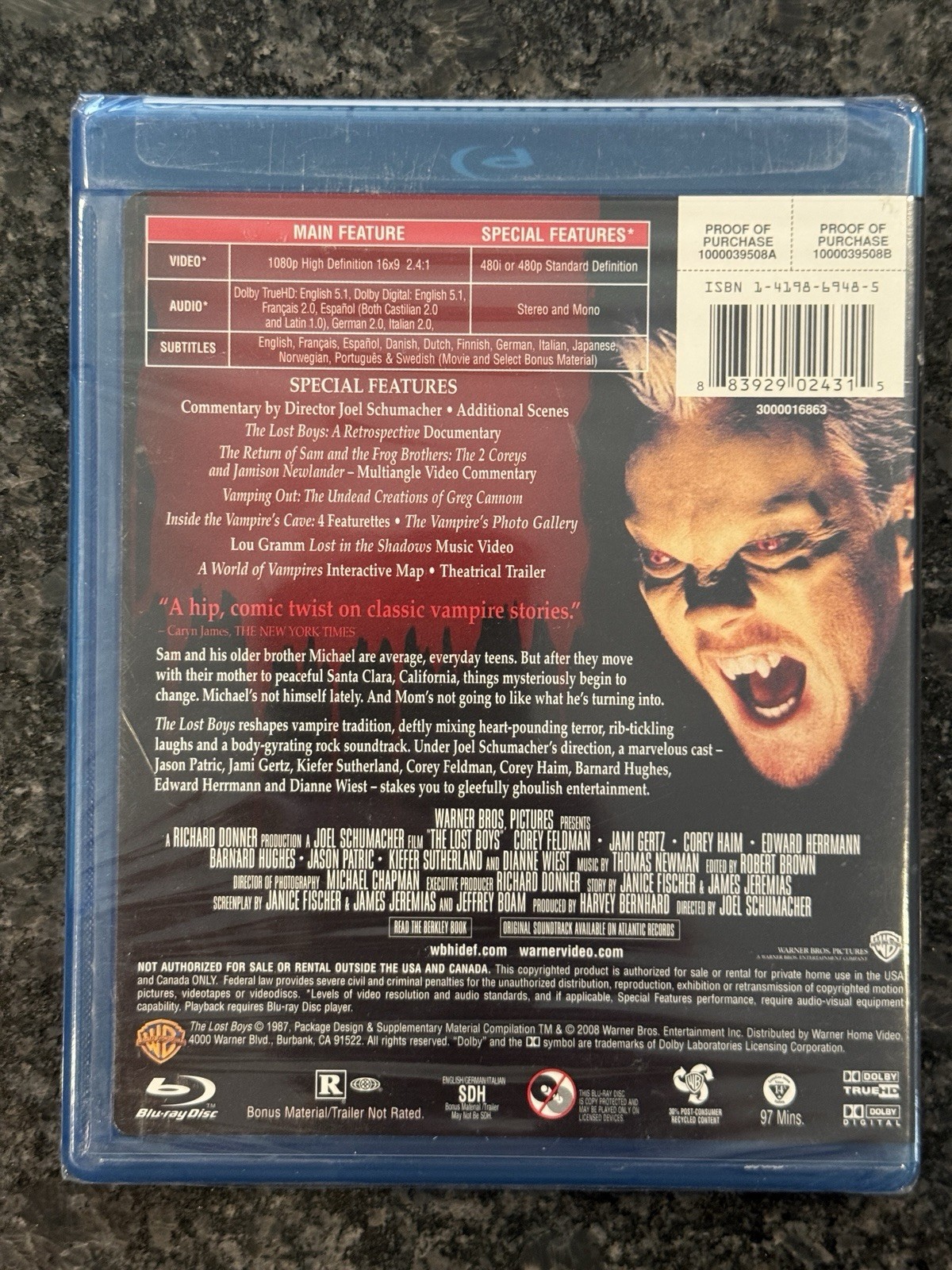 The Lost Boys Blu-ray Corey Feldman NEW