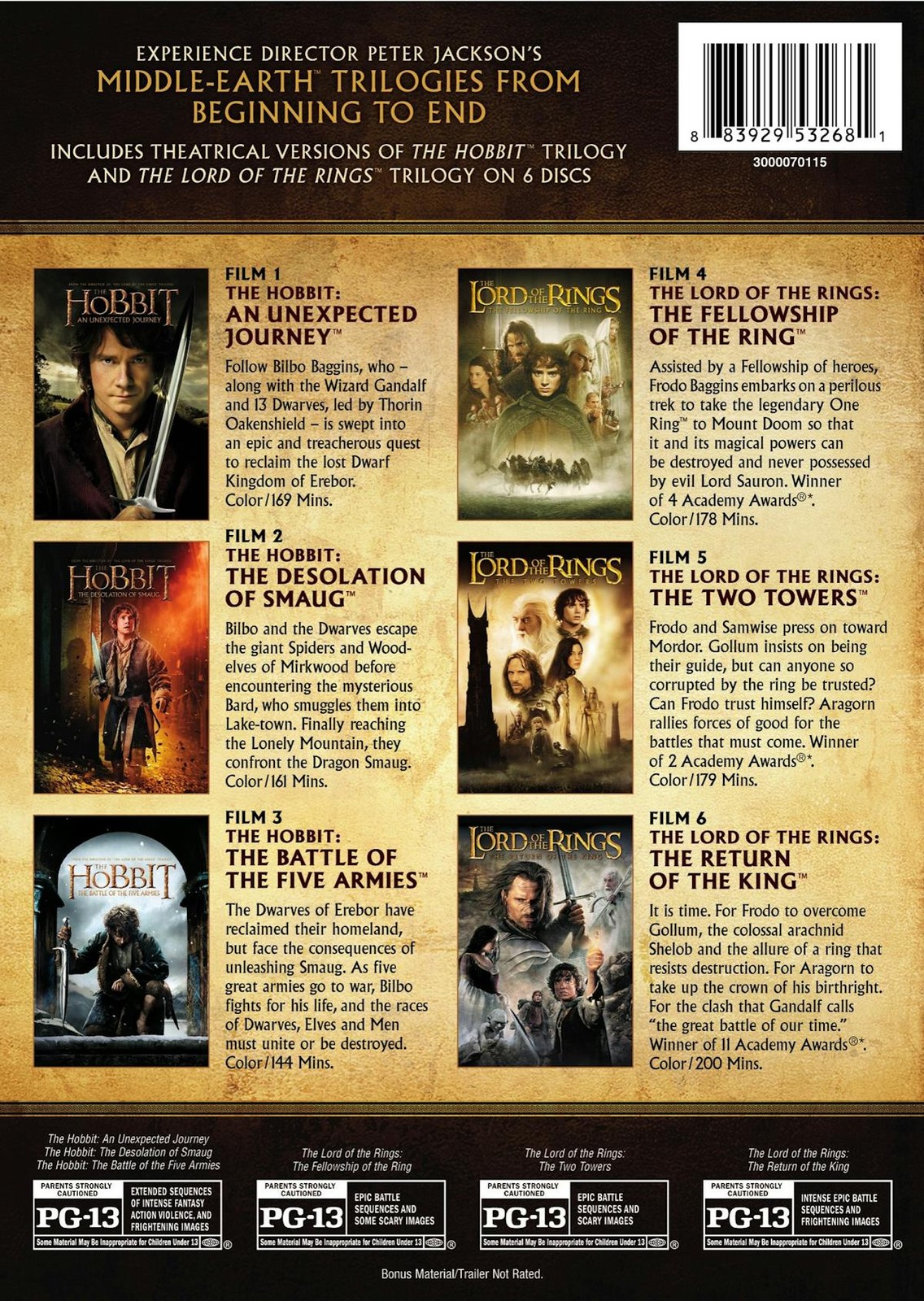 Middle Earth Theatrical Collection DVD NEW