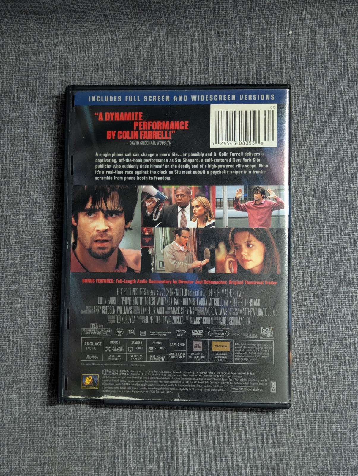 Phone Booth DVD Colin Farrell Forest Whitaker Kiefer Sutherland Thriller
