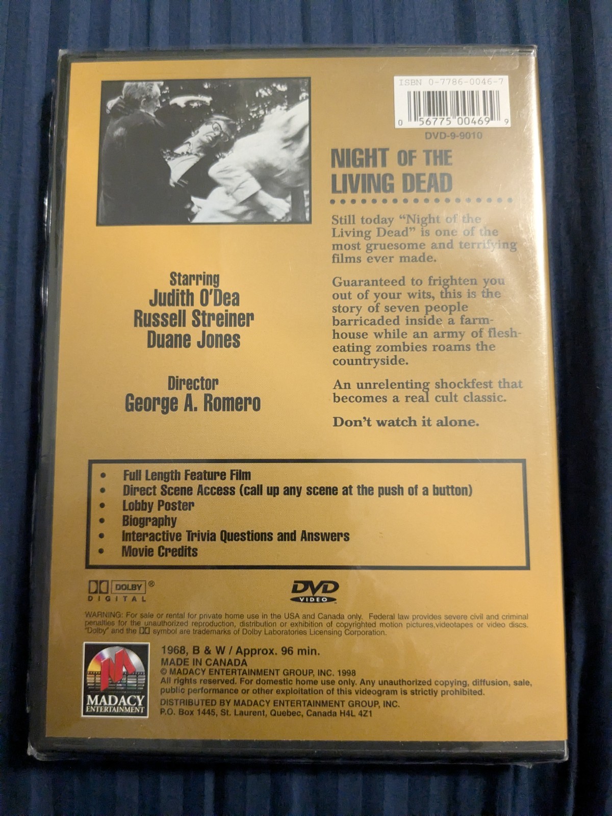 Night of the Living Dead (DVD) Duane Jones Judith O’Dea Zombie Horror Romero ‘68