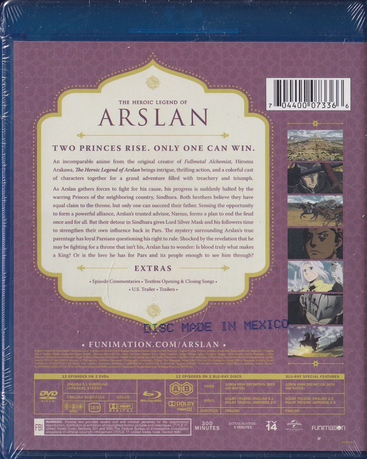 The Heroic Legend of Arslan Season 1 Part 2 (Blu-ray Disc/DVD, 2016, 4-Disc Set)